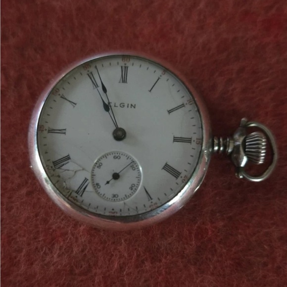 Vintage Running Elgin Sterling Silver Pocket Watch - Picture 1 of 6
